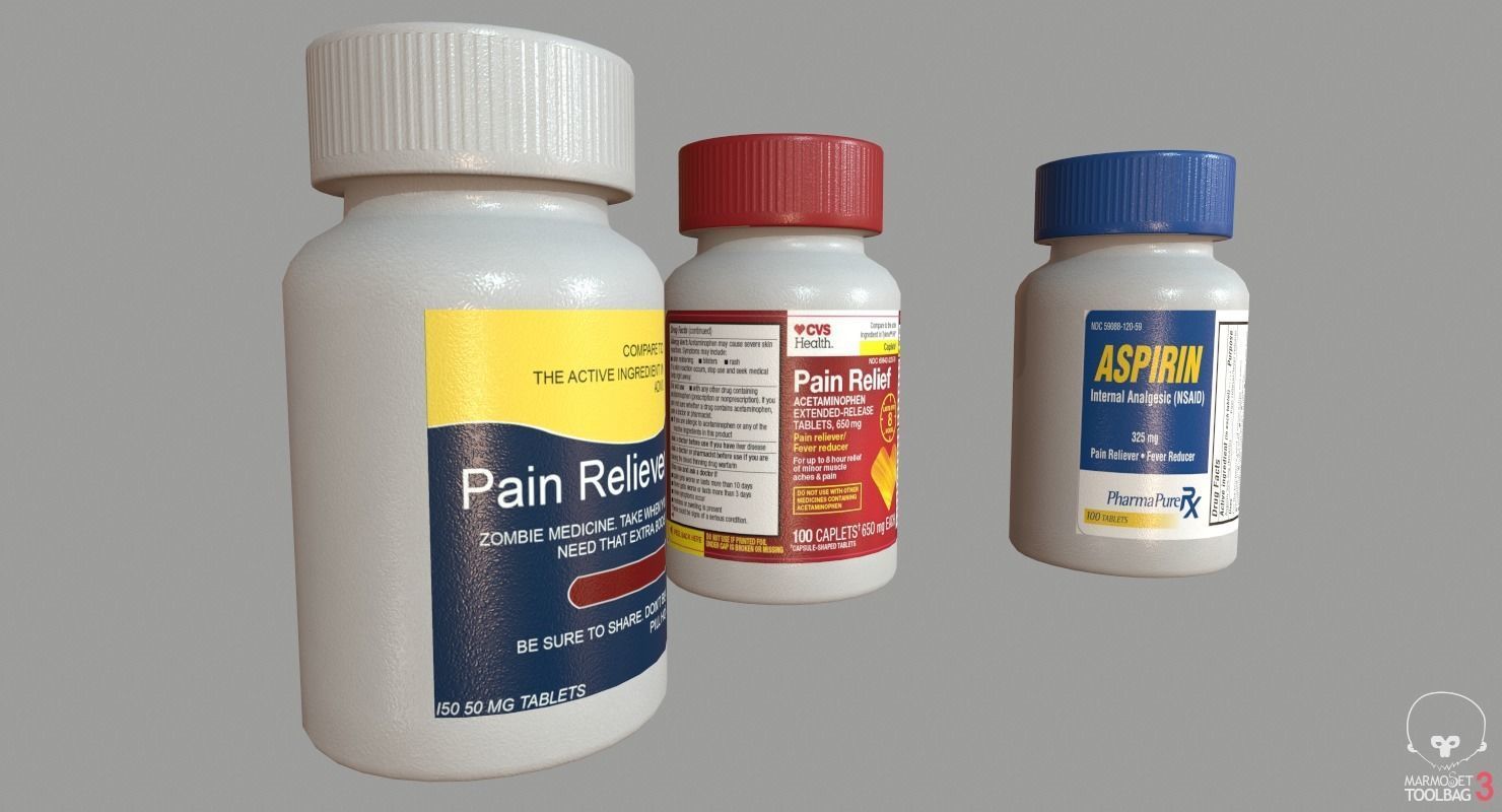 Pain Reliever Aspirin Pill Box Low-poly 3D model_2