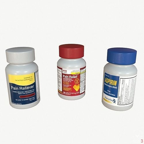 Pain Reliever Aspirin Pill Box Low-poly 3D model