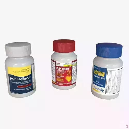 Pain Reliever Aspirin Pill Box Low-poly 3D model