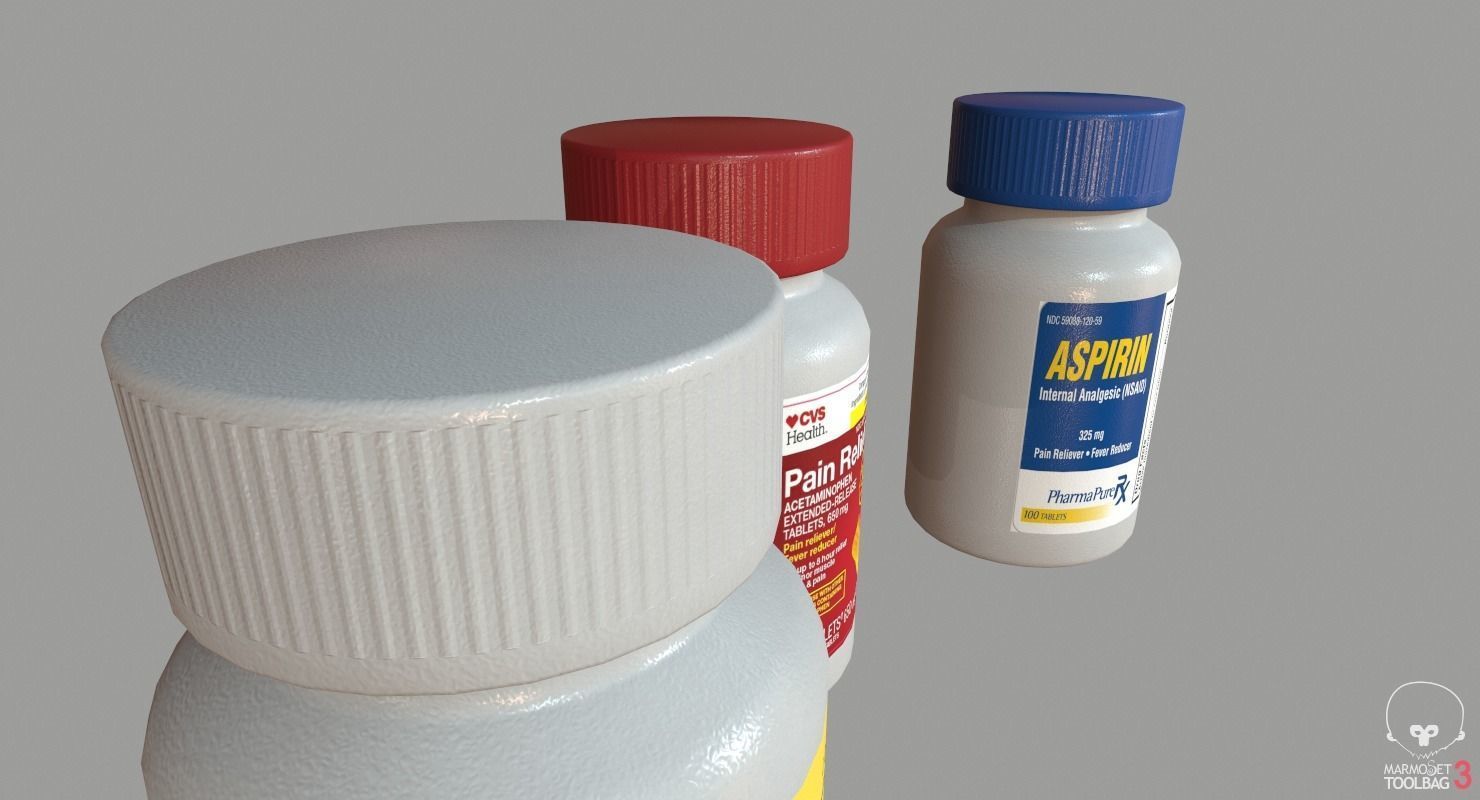 Pain Reliever Aspirin Pill Box Low-poly 3D model_3