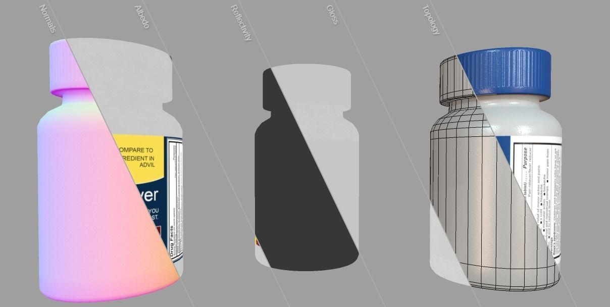 Pain Reliever Aspirin Pill Box Low-poly 3D model_5