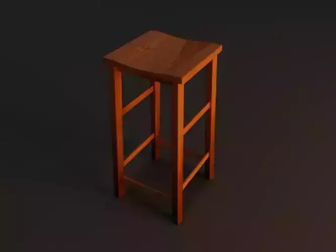 Bar Stool Low-poly 3D model