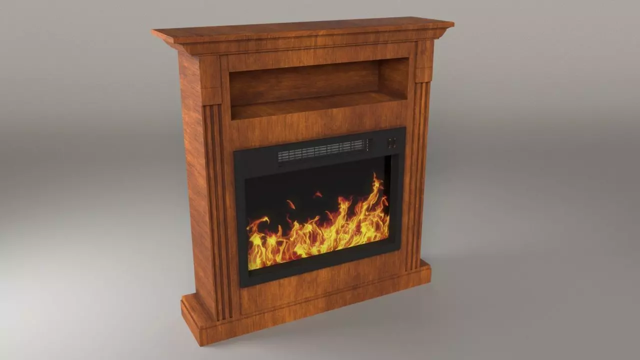 Electrical Fireplace Low-poly 3D model_0