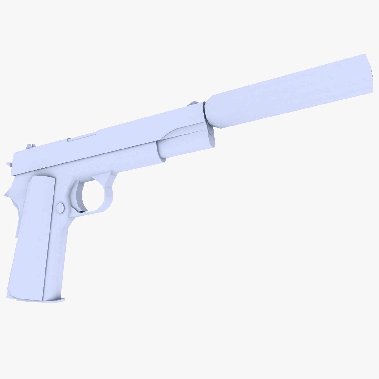 Colt 45 M1911 Pistol Supressed Low-poly 3D model