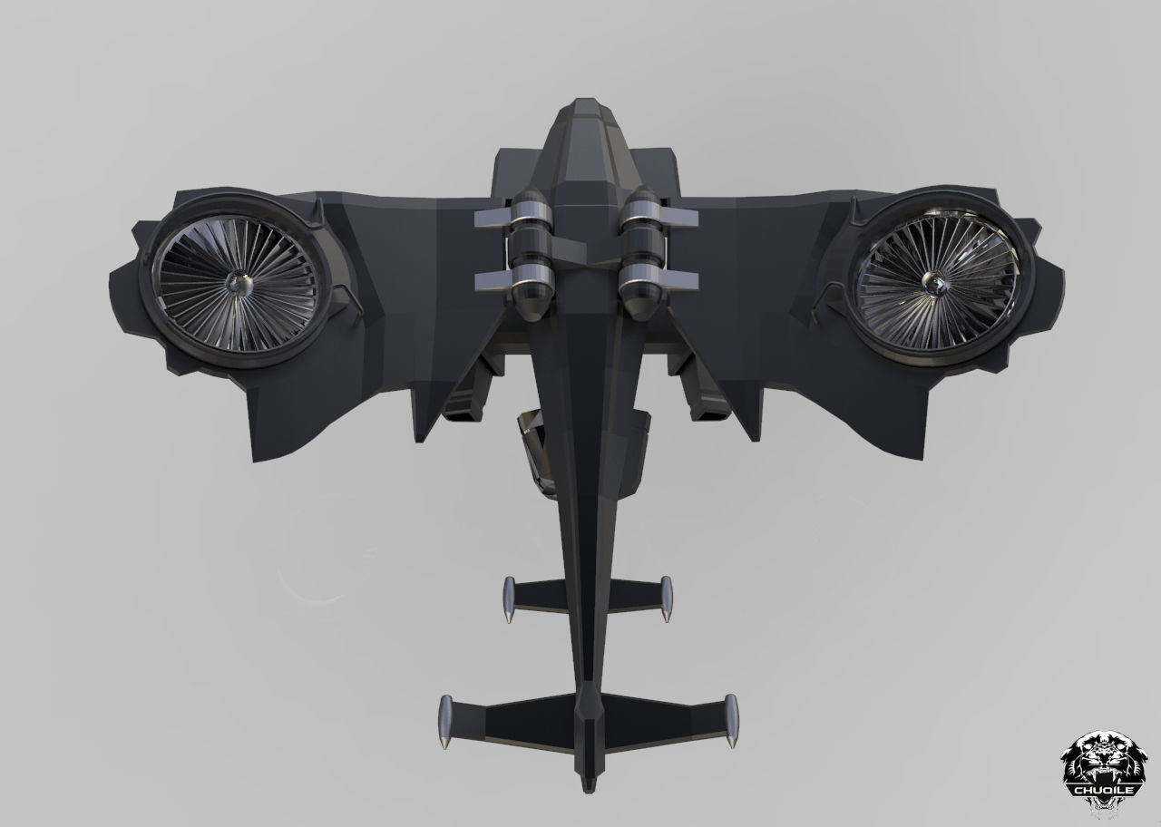 Sci-Fi Hover Plane Low-poly 3D model_6
