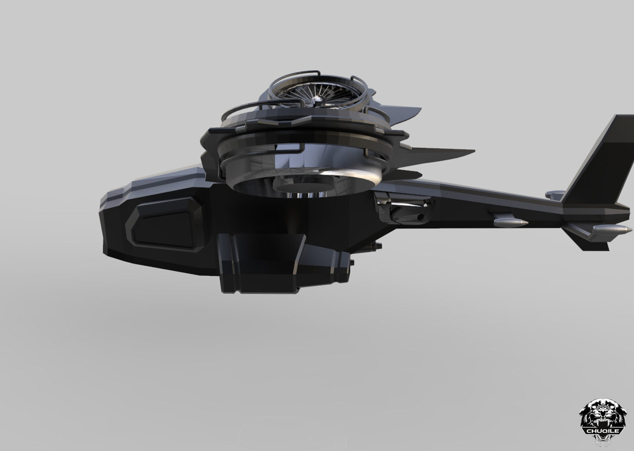 Sci-Fi Hover Plane Low-poly 3D model_2