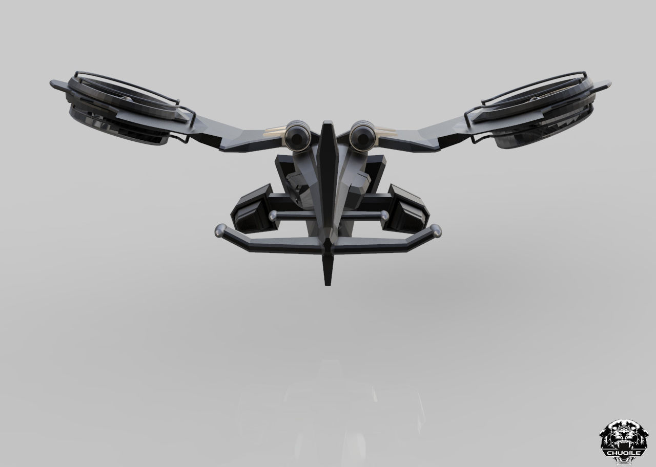 Sci-Fi Hover Plane Low-poly 3D model_5