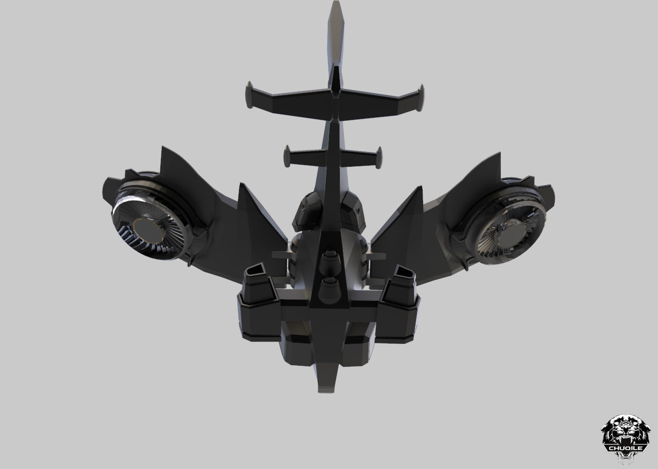 Sci-Fi Hover Plane Low-poly 3D model_10