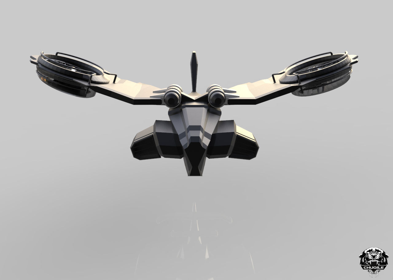 Sci-Fi Hover Plane Low-poly 3D model_4