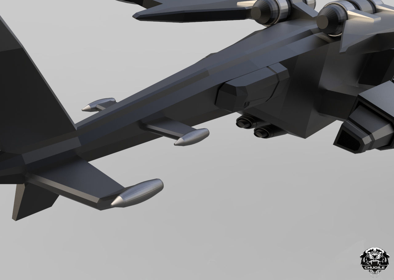 Sci-Fi Hover Plane Low-poly 3D model_7