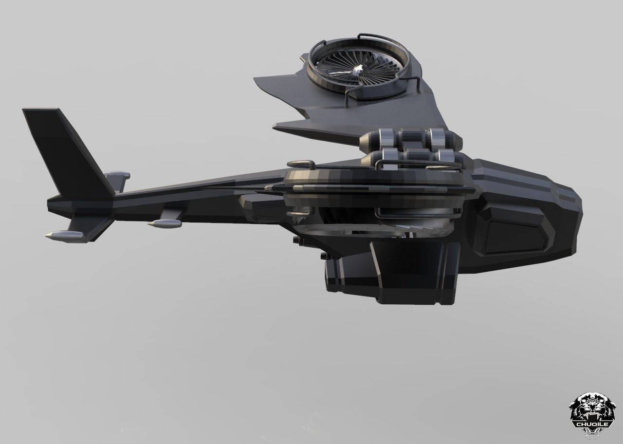 Sci-Fi Hover Plane Low-poly 3D model_3