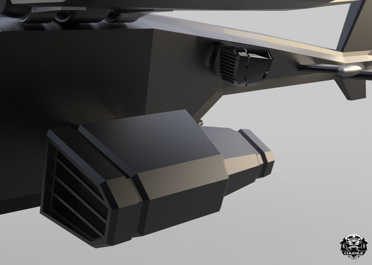 Sci-Fi Hover Plane Low-poly 3D model_8