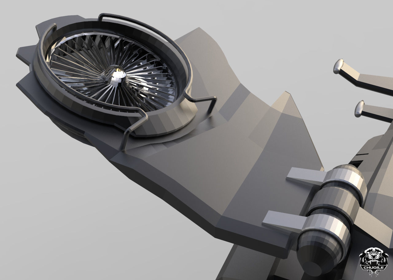 Sci-Fi Hover Plane Low-poly 3D model_9