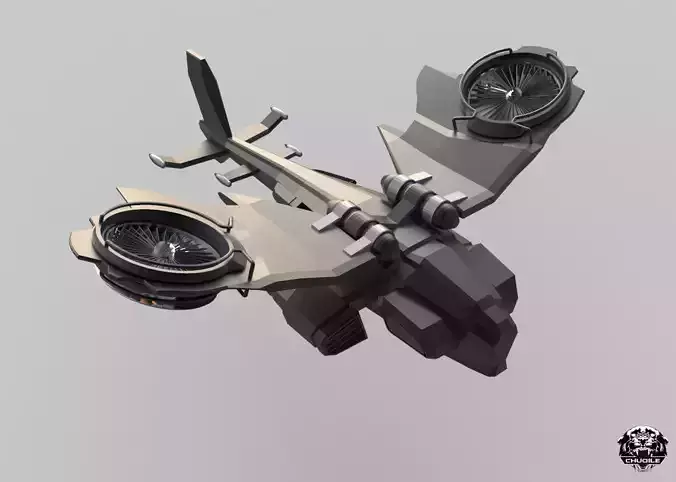 Sci-Fi Hover Plane Low-poly 3D model Sci-Fi Hover Plane Low-poly 3D model