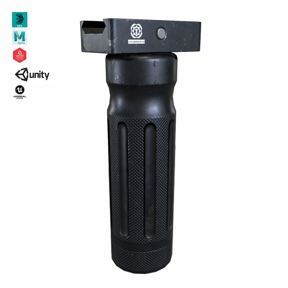 Vertical Foregrip Set-01 Low-poly 3D model_3