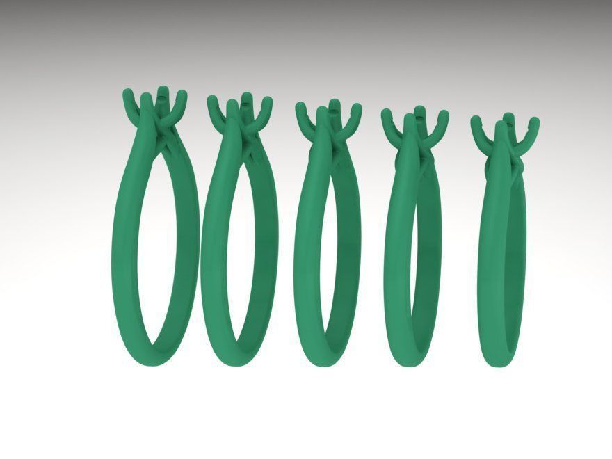 Four claws Trellis Solitaire Engagement Ring 3dmodel 3D print model_12