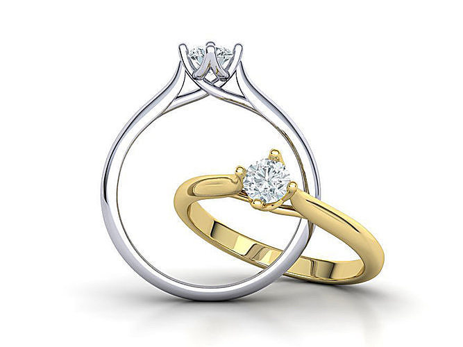 Four claws Trellis Solitaire Engagement Ring 3dmodel 3D print model