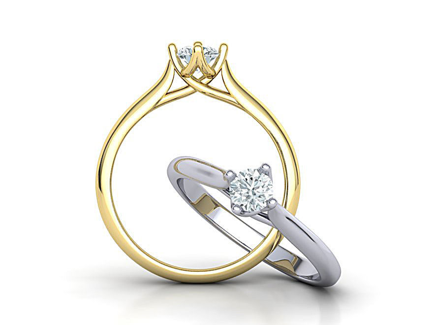 Four claws Trellis Solitaire Engagement Ring 3dmodel 3D print model_2