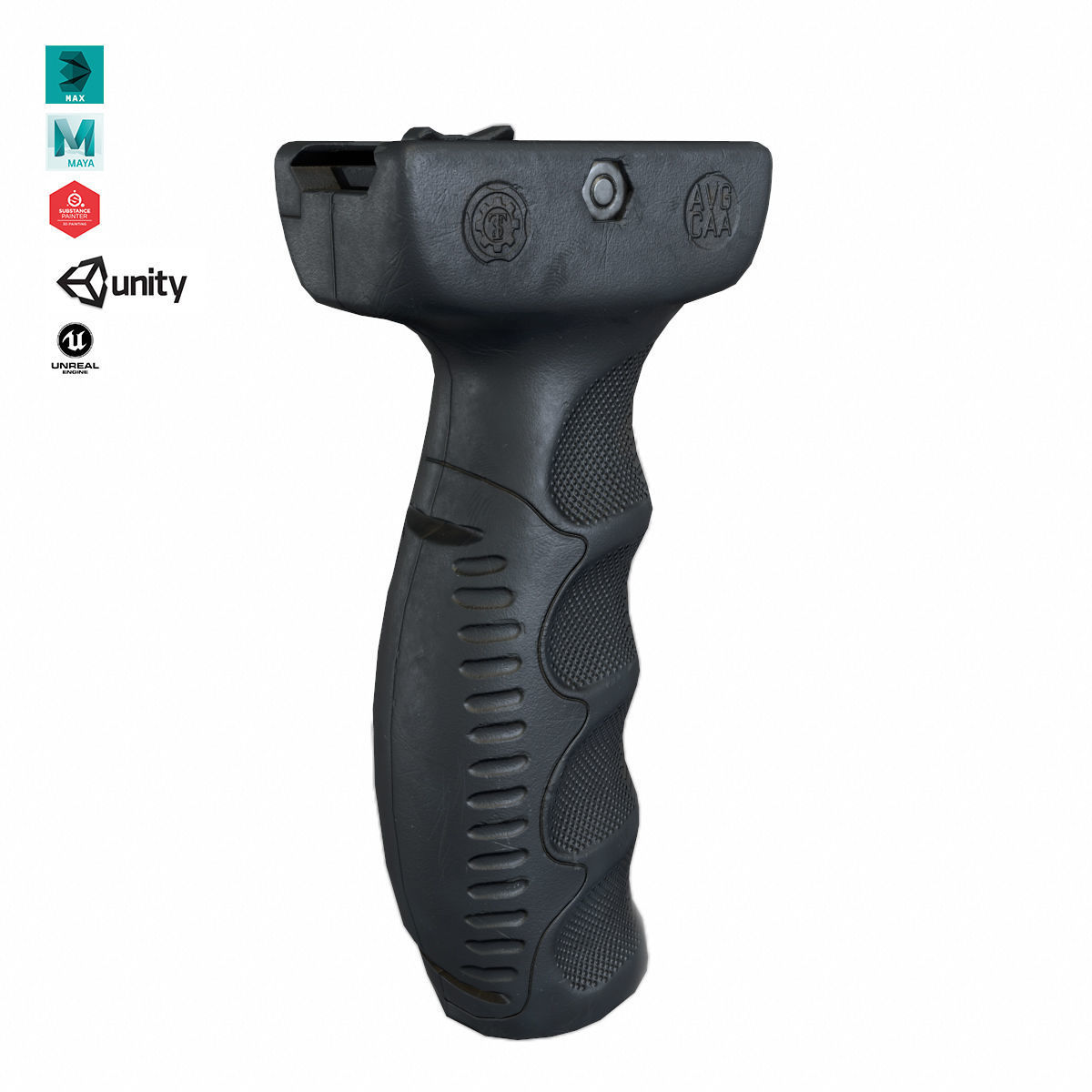 Vertical Foregrip Set-02 Low-poly 3D model_3