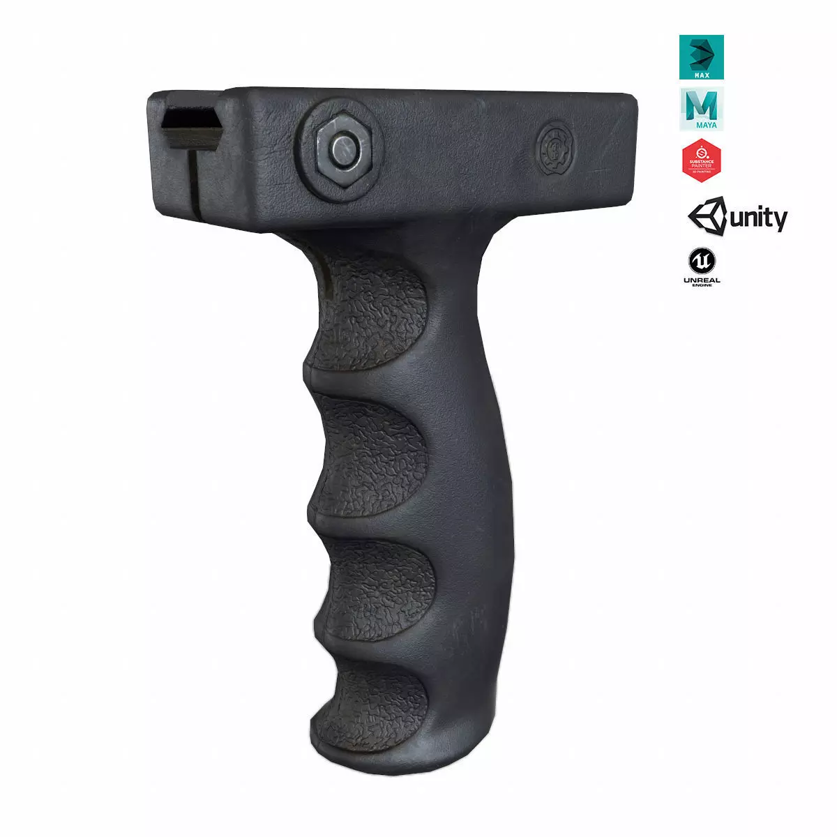 Vertical Foregrip Set-02 Low-poly 3D model_0