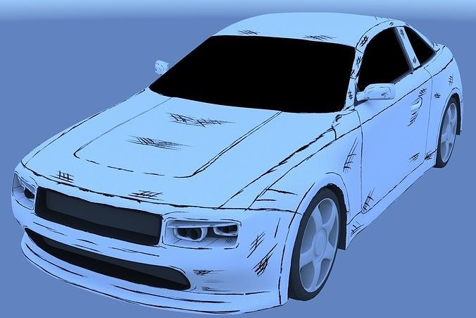 Black and White car Free low-poly 3D model