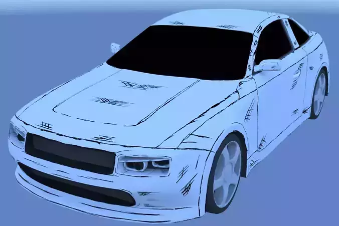 Black and White car Free low-poly 3D model