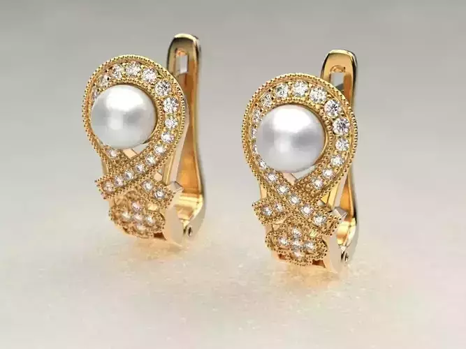 Beautiful pearl earrings Free 3D print model