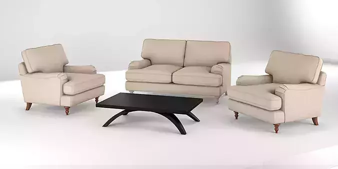 Realistic Sofa Collection Arm Chair and Two Seat Sofa 3D model