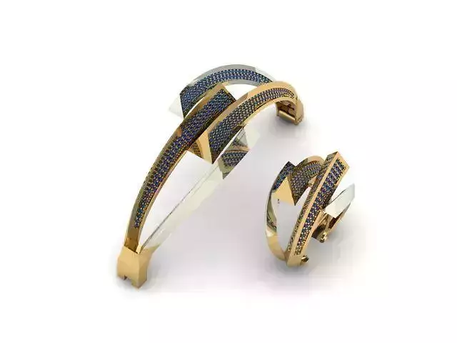 yuzuk gold ring and cuff set with sapphires