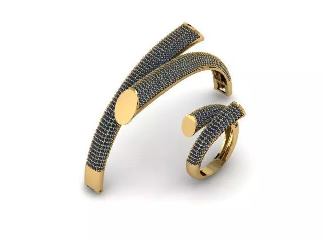 kelepce gold and diamond cuff set 3D print model_0