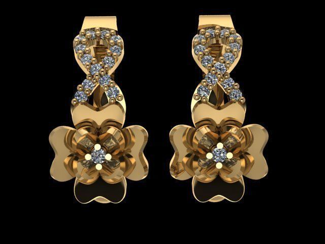 mini set gold ring with diamonds 3D print model_3