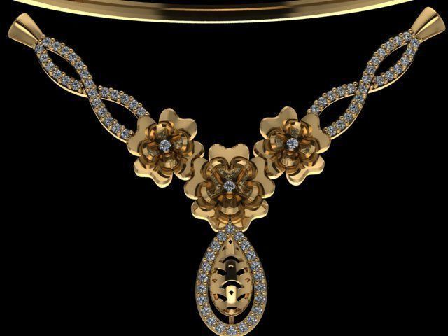 mini set gold ring with diamonds 3D print model_1