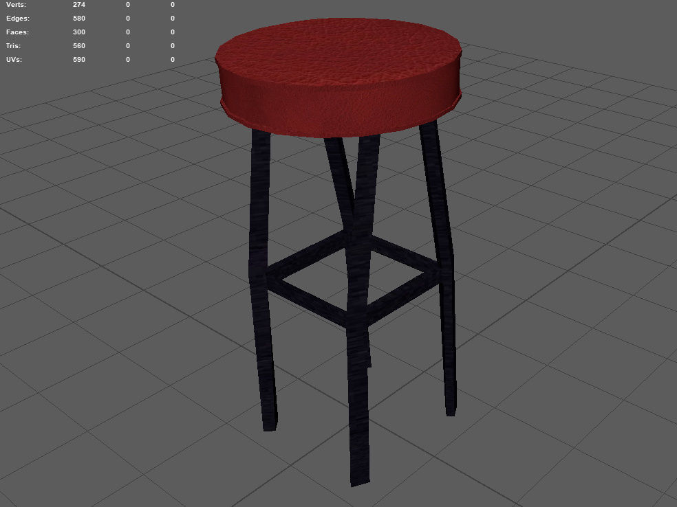 Low Poly Bar Stool Low-poly 3D model_1