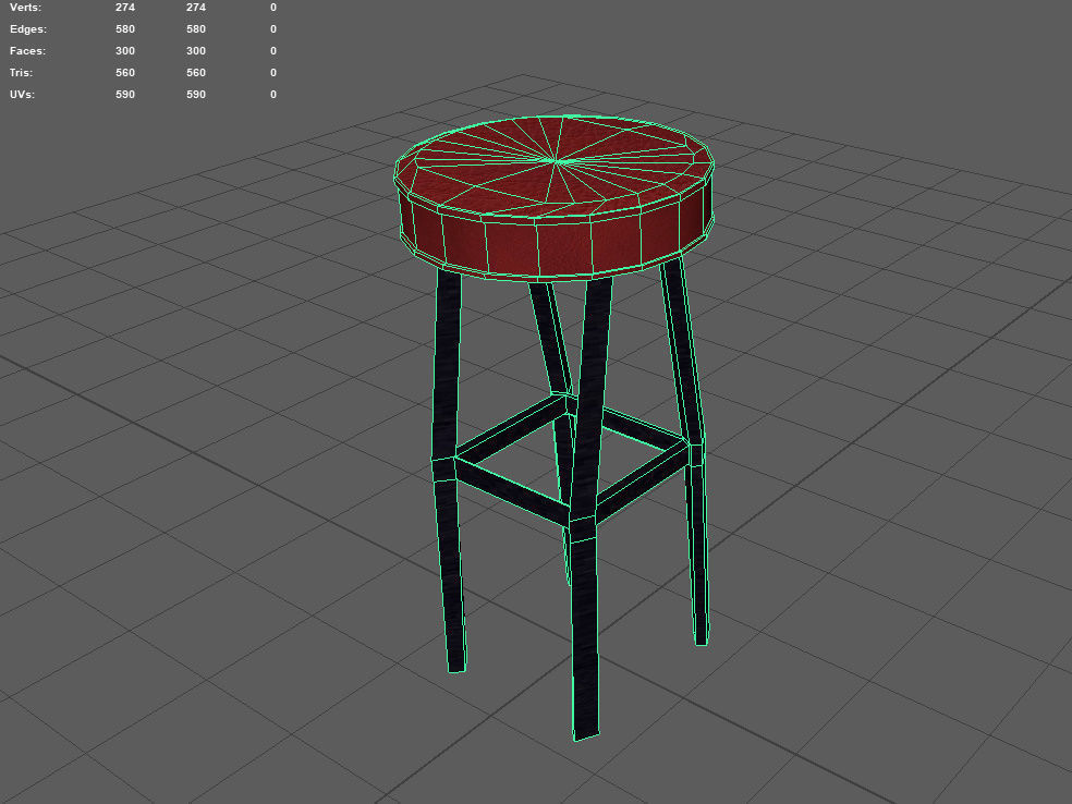 Low Poly Bar Stool Low-poly 3D model_3