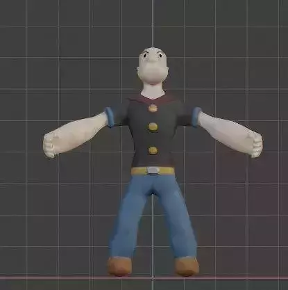 Popey low poly model animated character