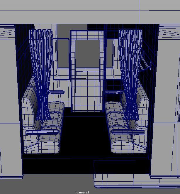 Vintage Railway Passanger Wagon 3D model_4