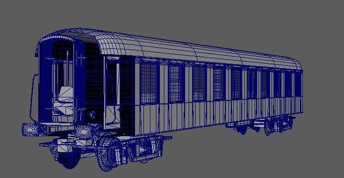 Vintage Railway Passanger Wagon 3D model_2