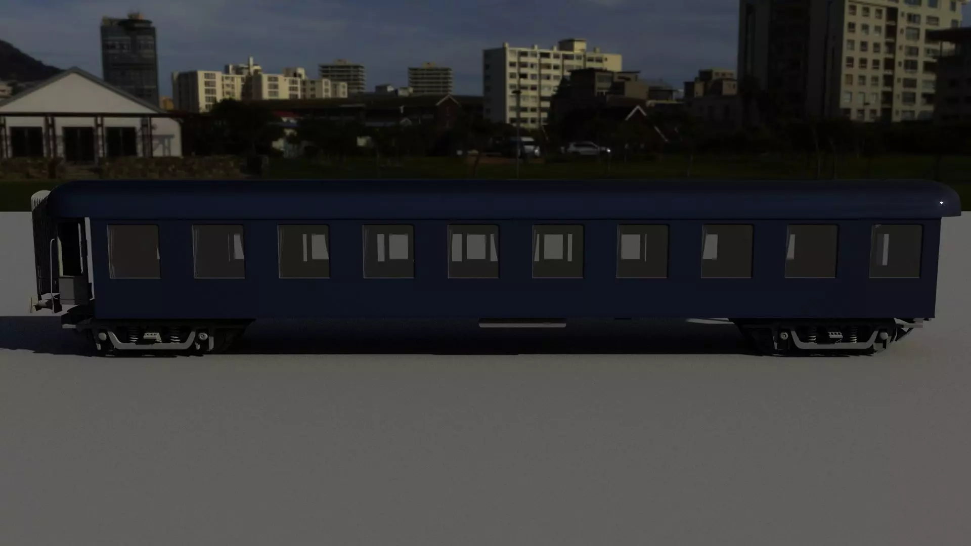 Vintage Railway Passanger Wagon 3D model_0