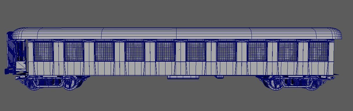 Vintage Railway Passanger Wagon 3D model_1