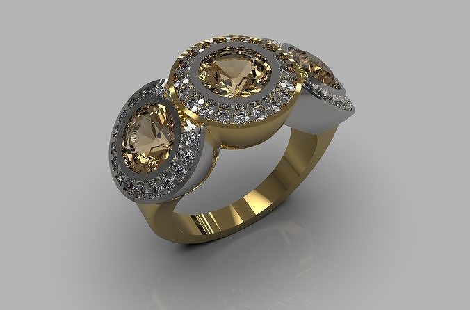 Ring  with big citrine 3D print model