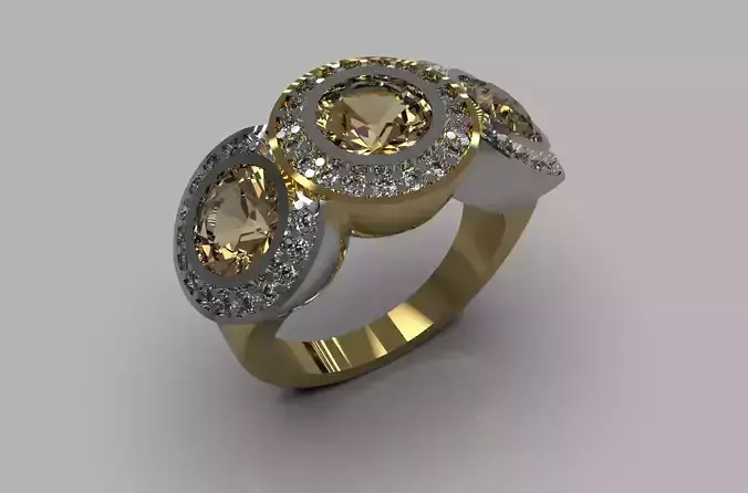 Ring  with big citrine