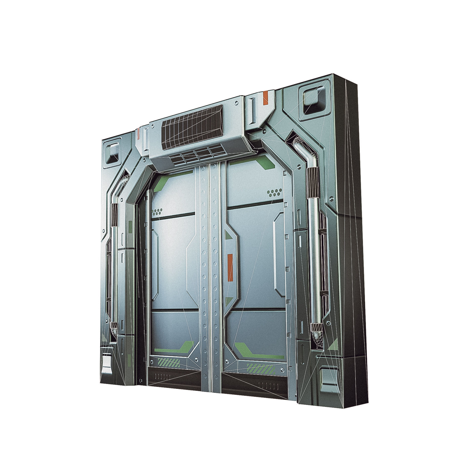 Sci-fi Door Game Low-poly 3D model_5