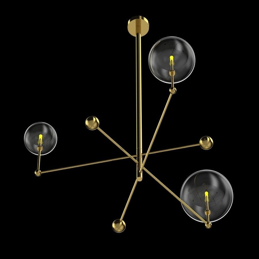 Glass Globe Mobile Chandelier 3D model_3