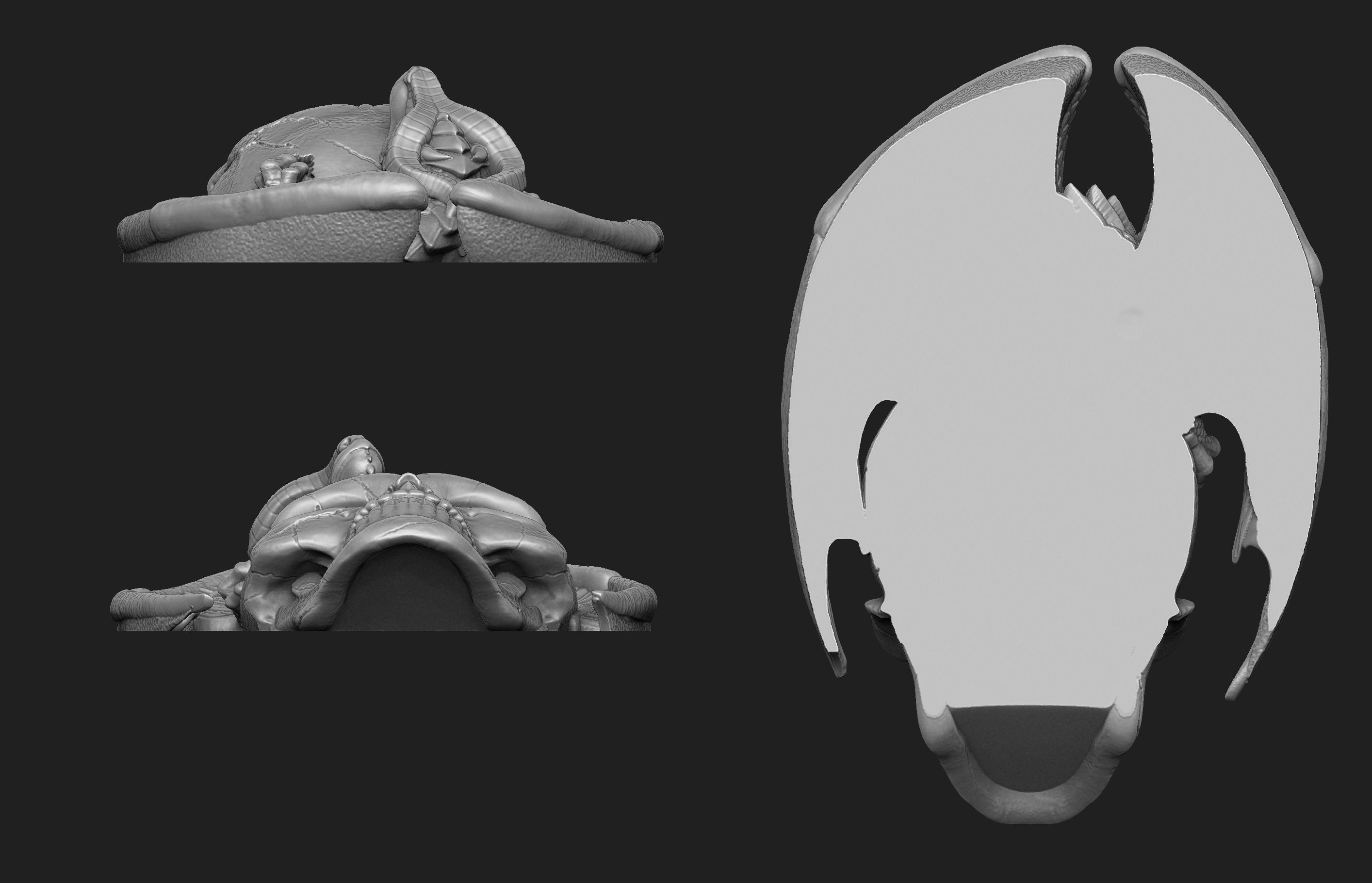 Dragon Skull Relief 3D print model_4