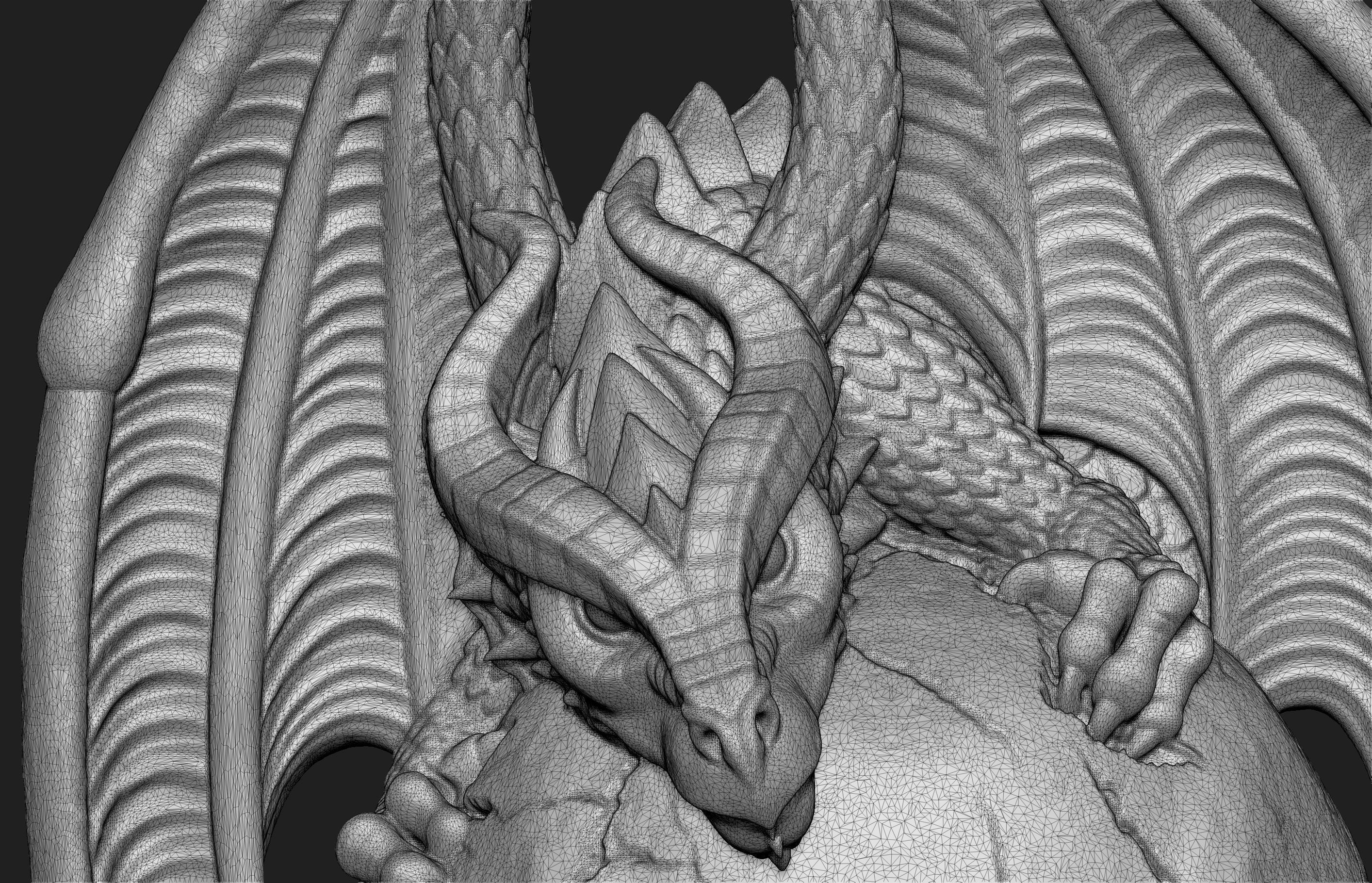 Dragon Skull Relief 3D print model_5