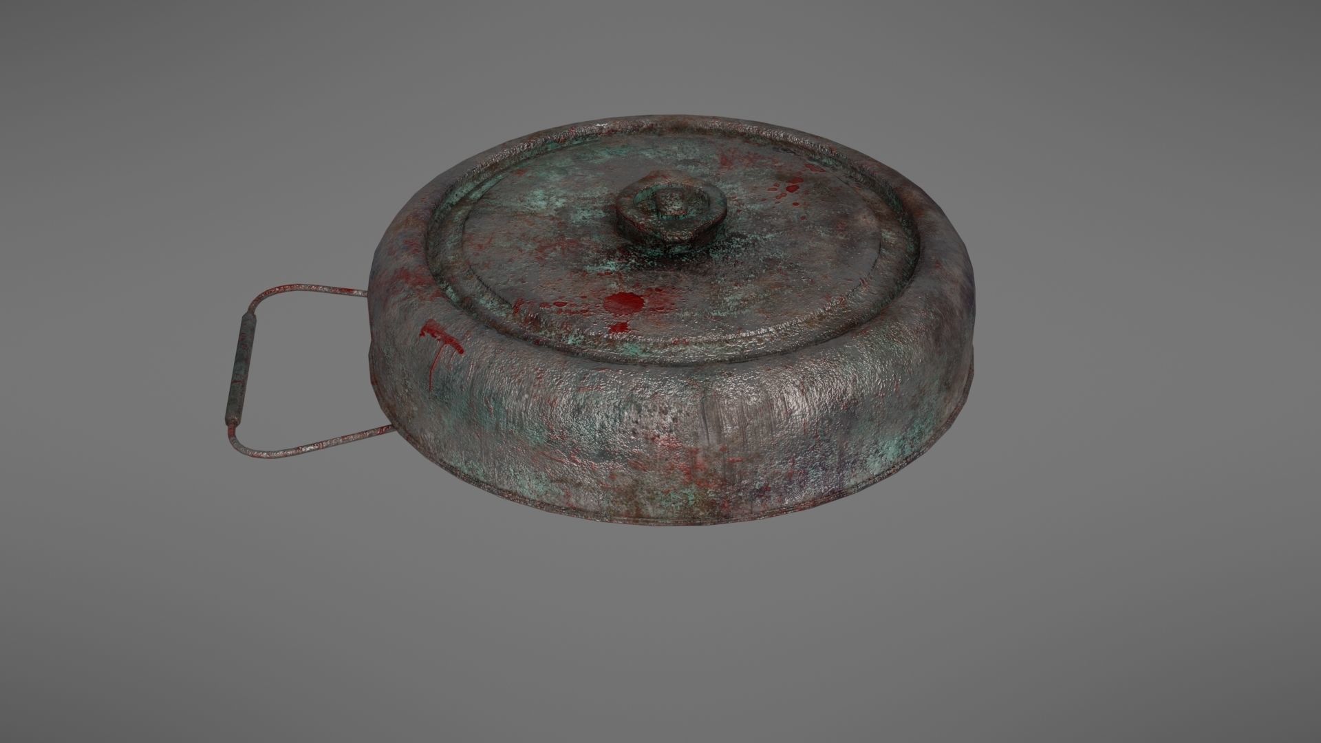 Landmine metal plate with blood Low-poly 3D model_26