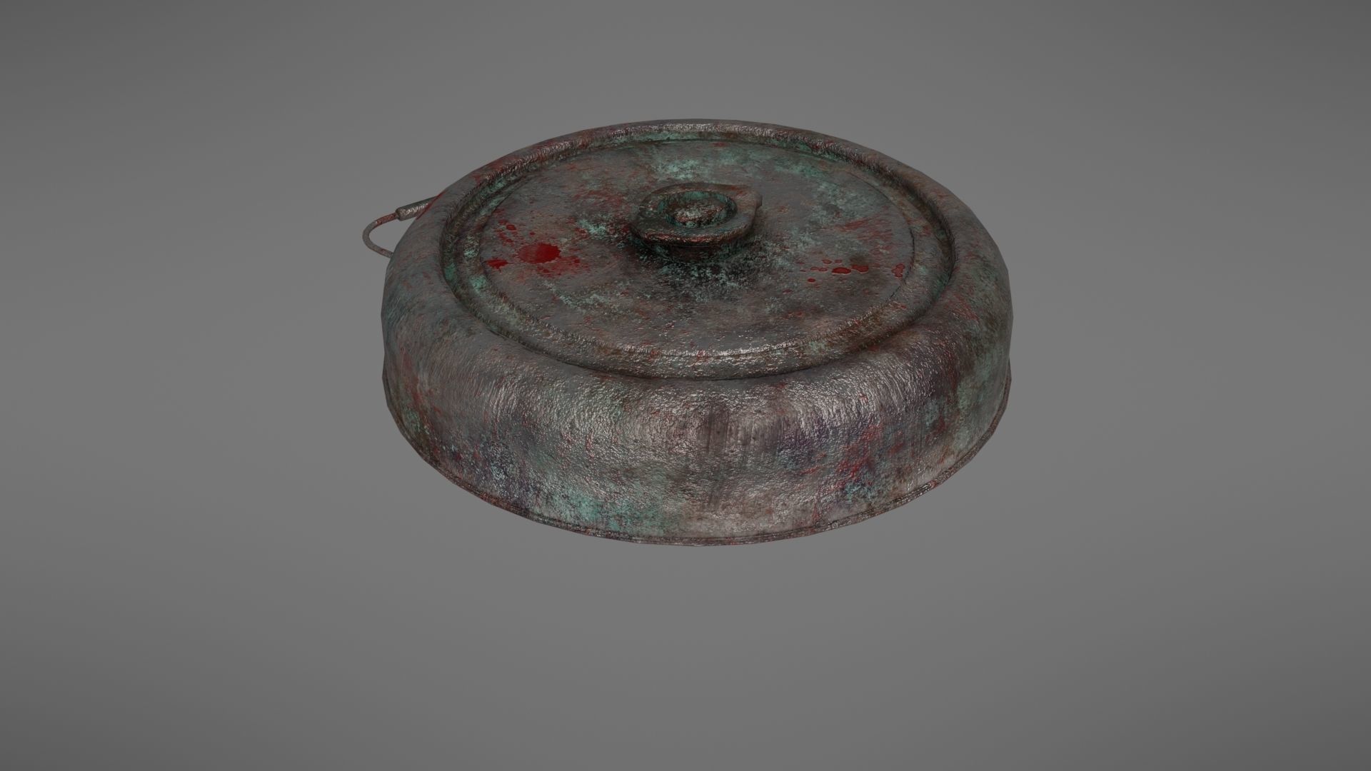 Landmine metal plate with blood Low-poly 3D model_22