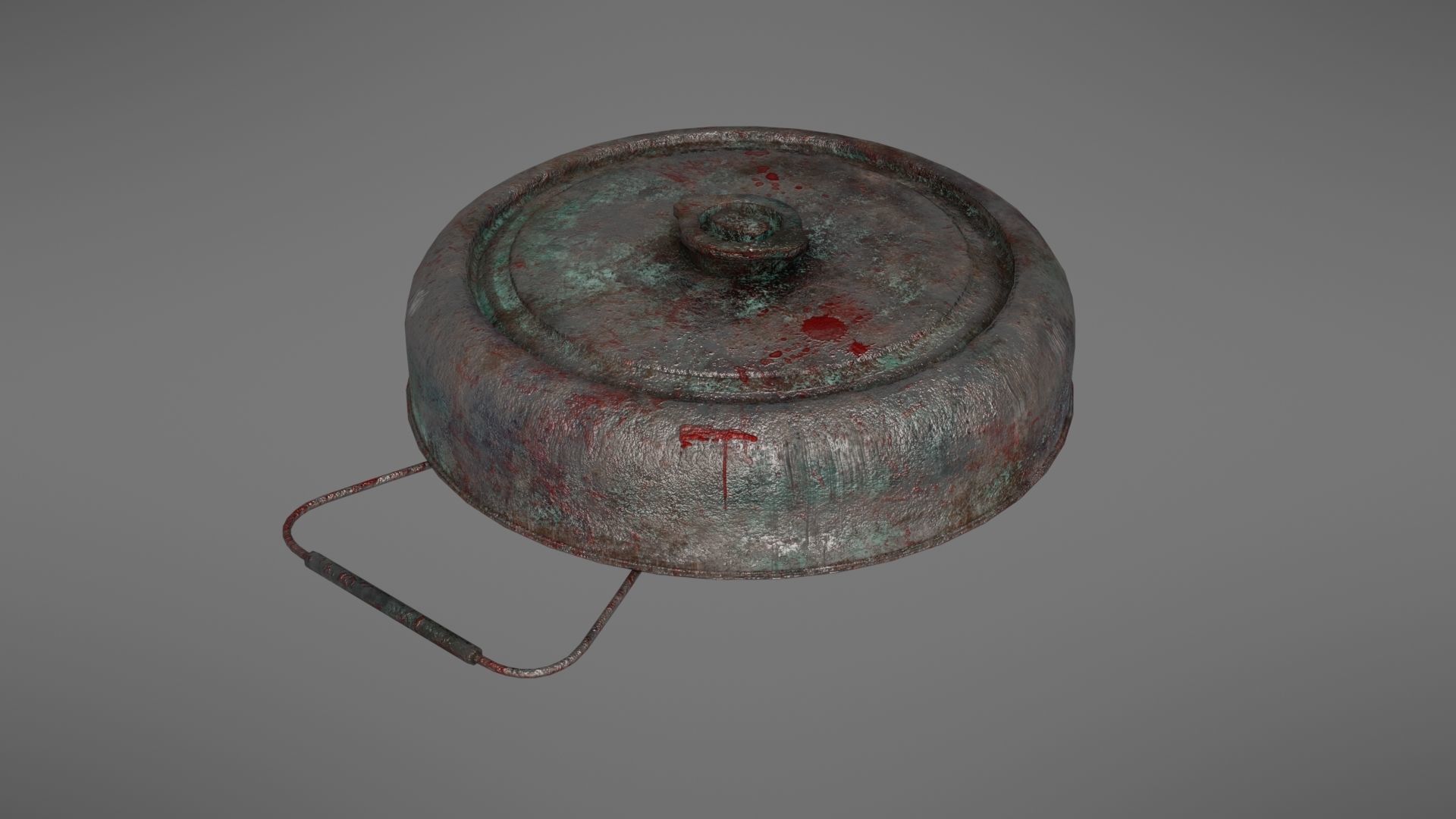 Landmine metal plate with blood Low-poly 3D model_31