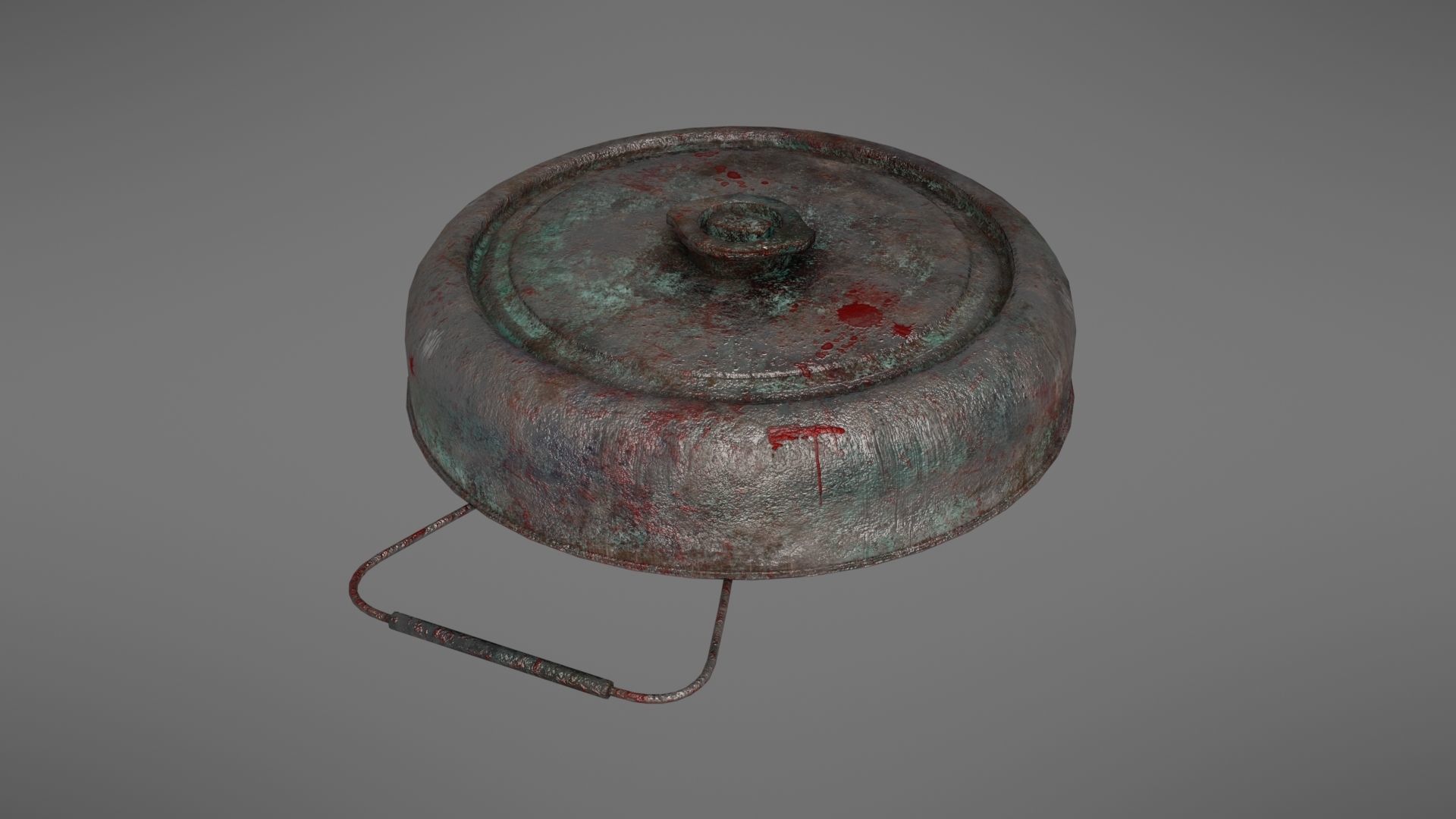 Landmine metal plate with blood Low-poly 3D model_6
