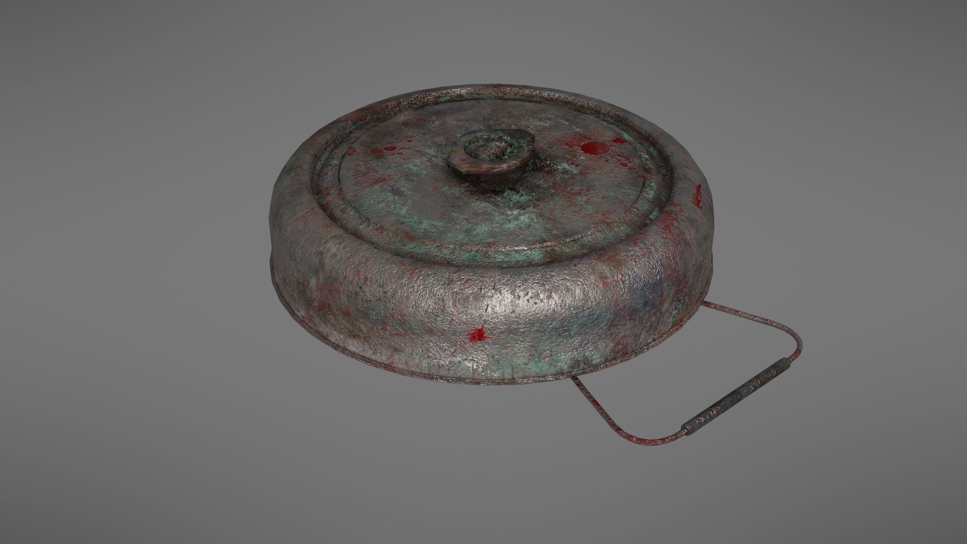 Landmine metal plate with blood Low-poly 3D model_12